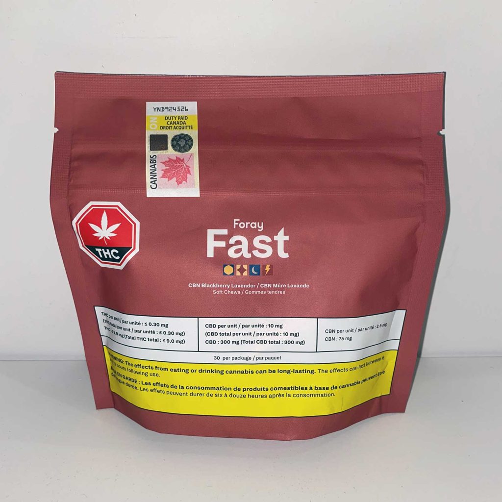 Foray Fast CBN Blackberry Lavender Soft Chews Review Edibles Photos 1 Merry Jade