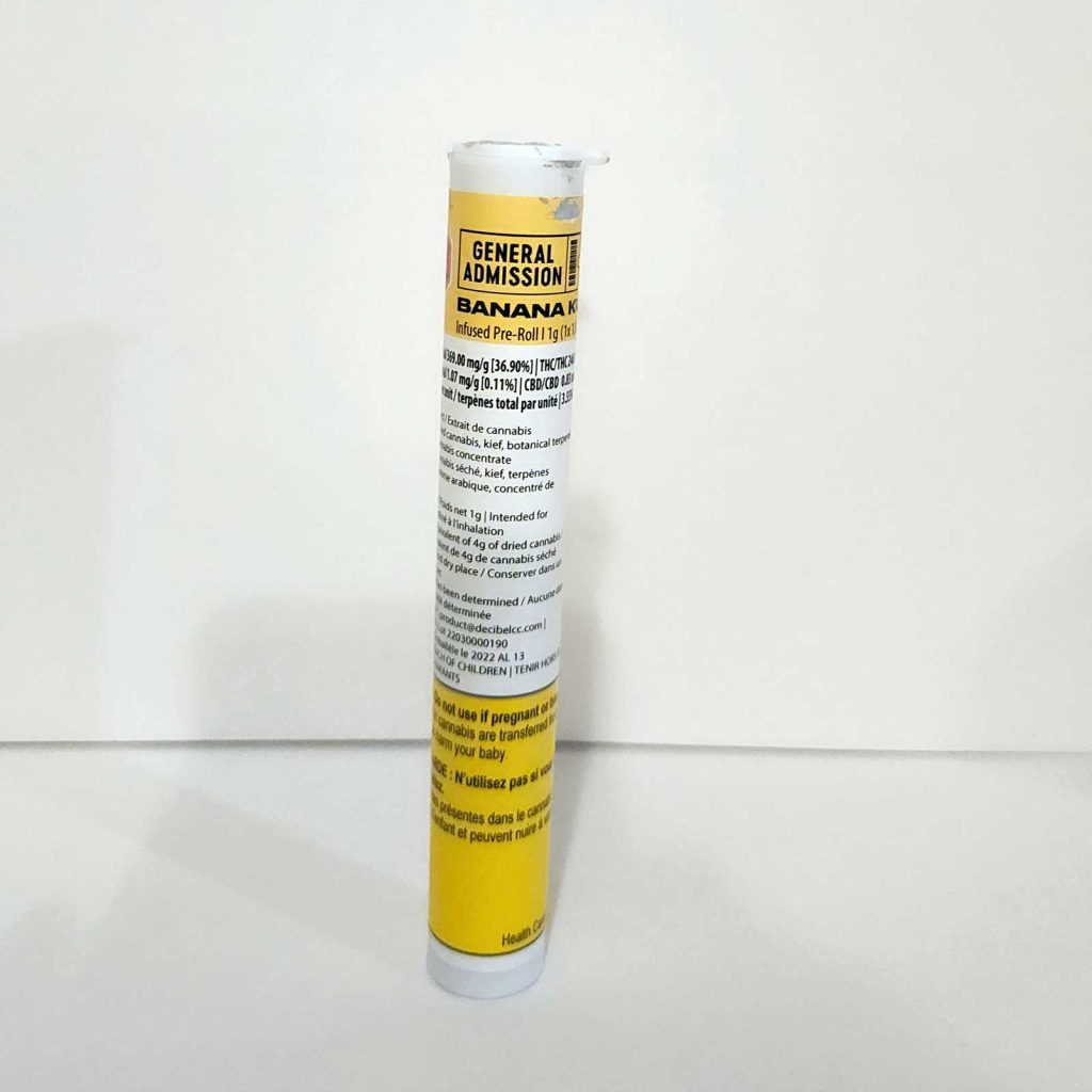 general admission banana kush pre roll review cannabis photos 1 merry jade