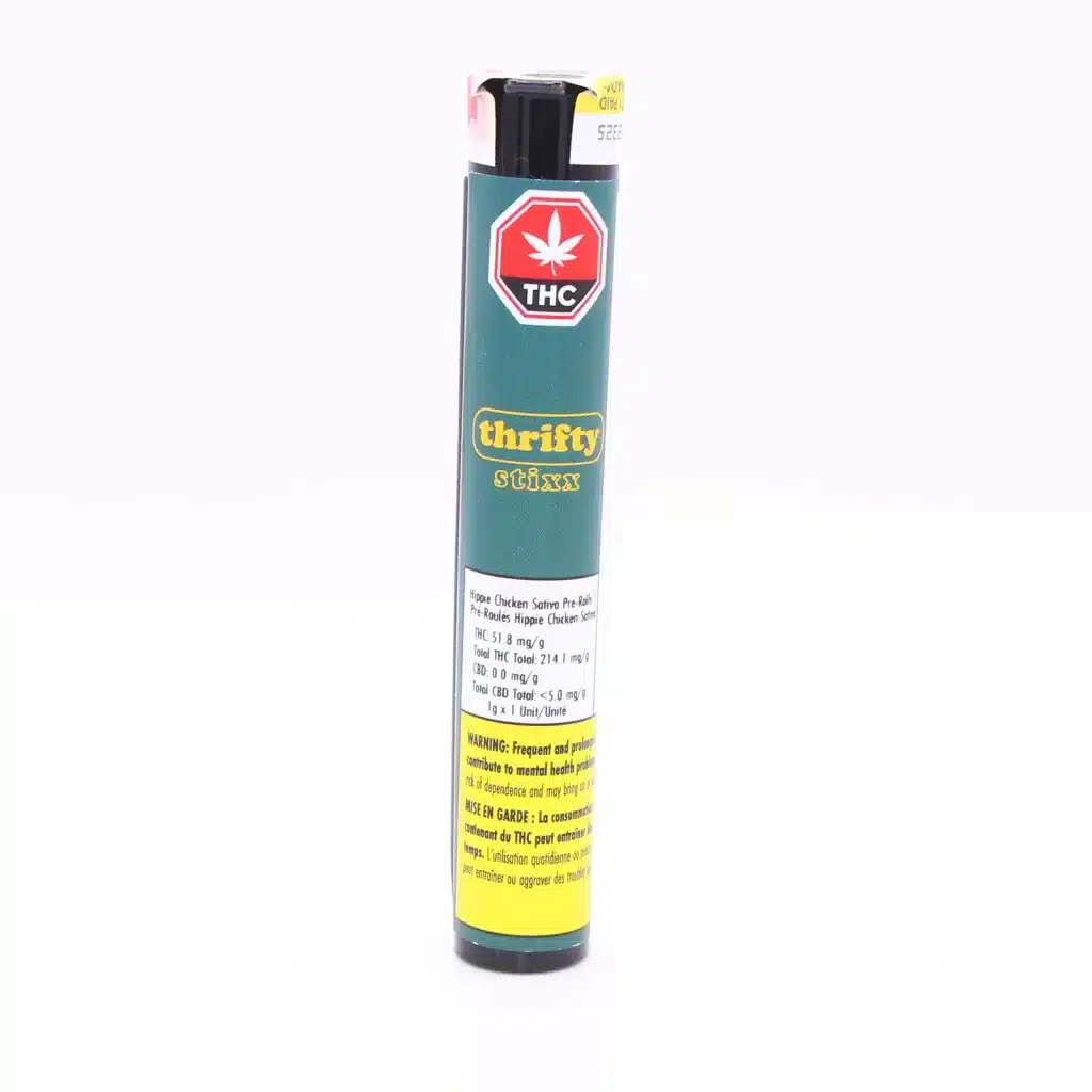 thrifty stixx hippie chicken sativa pre roll review photos 1 merry jade